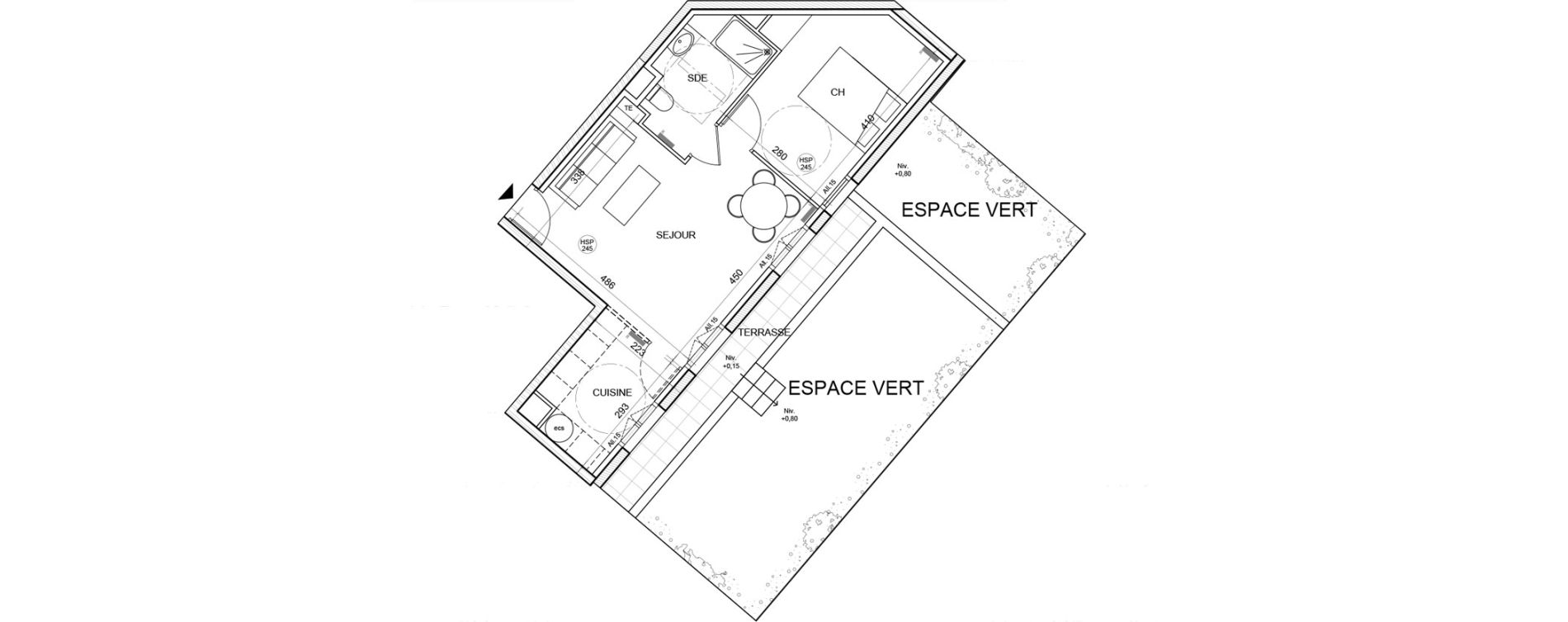Appartement T2 de 41,41 m2 &agrave; Montigny-L&egrave;s-Cormeilles Village