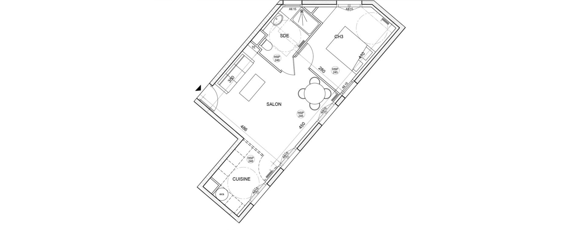 Appartement T2 de 41,96 m2 &agrave; Montigny-L&egrave;s-Cormeilles Village