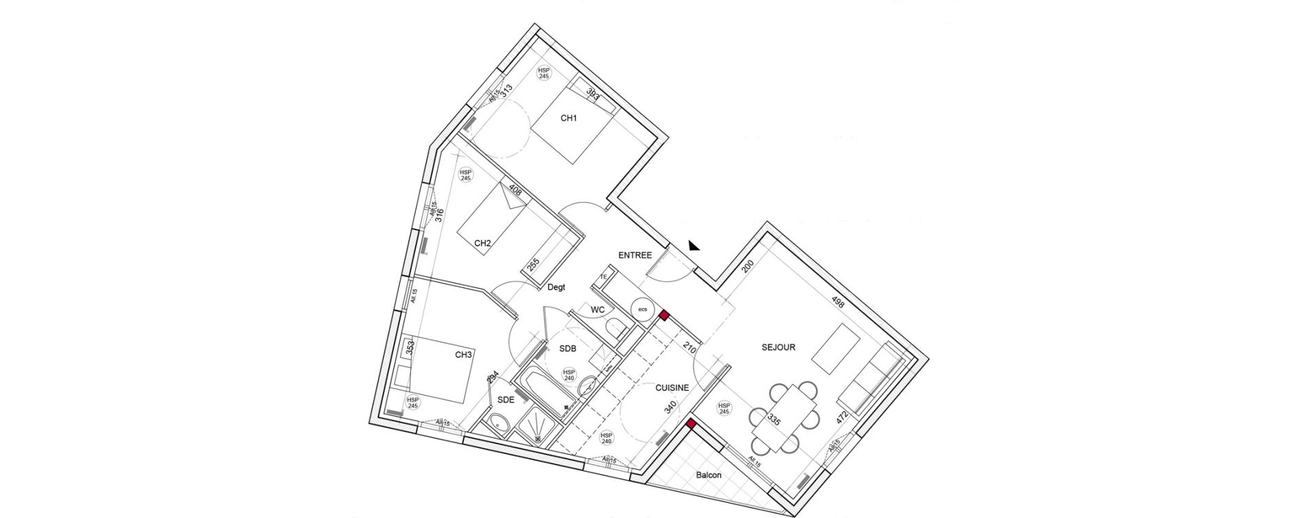 Appartement T4 de 75,52 m2 &agrave; Montigny-L&egrave;s-Cormeilles Village