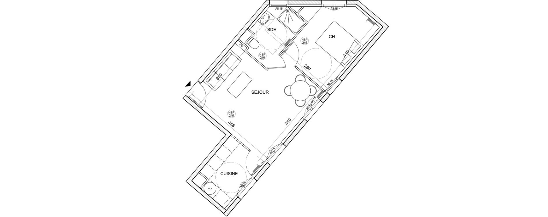 Appartement T2 de 41,96 m2 &agrave; Montigny-L&egrave;s-Cormeilles Village