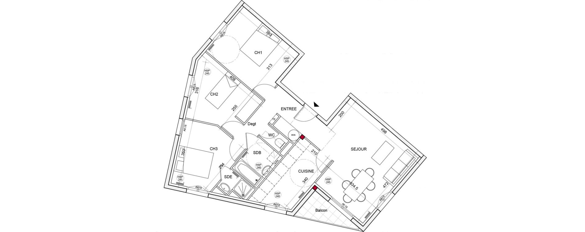 Appartement T4 de 75,52 m2 &agrave; Montigny-L&egrave;s-Cormeilles Village