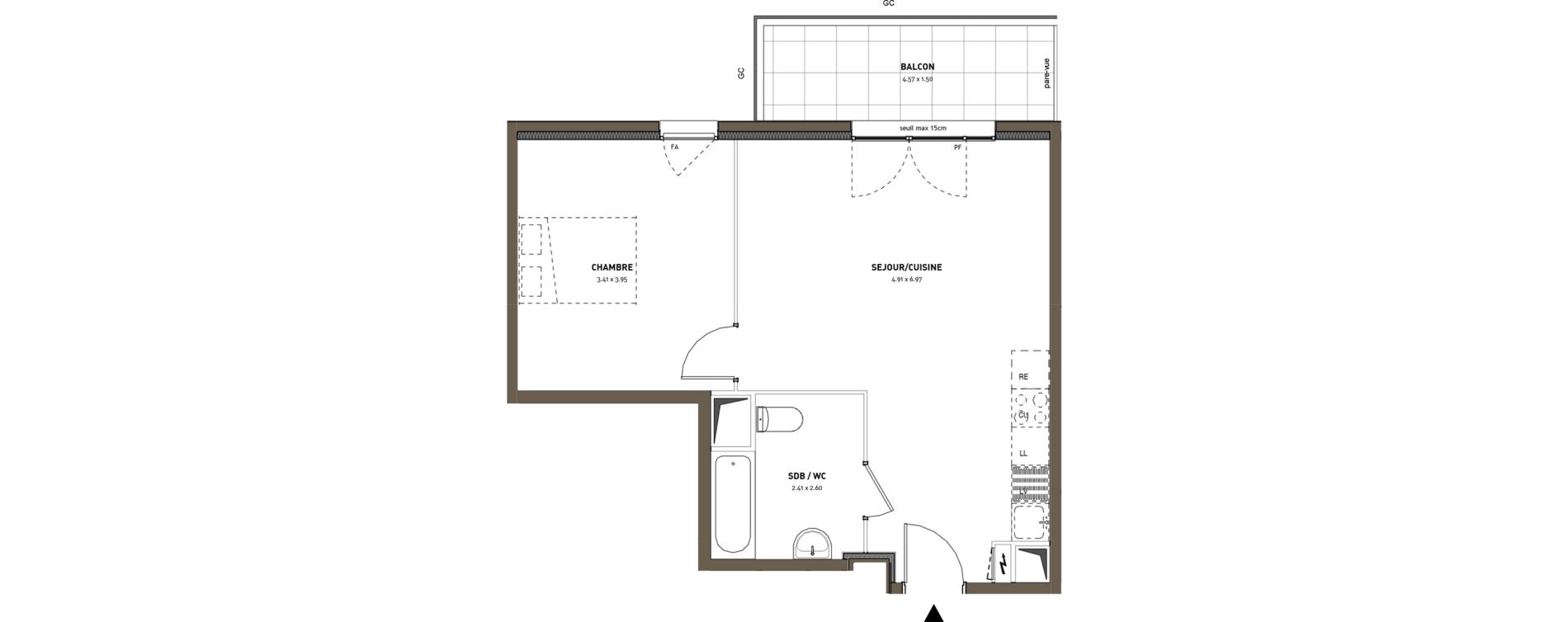 Appartement T2 de 46,33 m2 &agrave; Montigny-L&egrave;s-Cormeilles Frances - copistes
