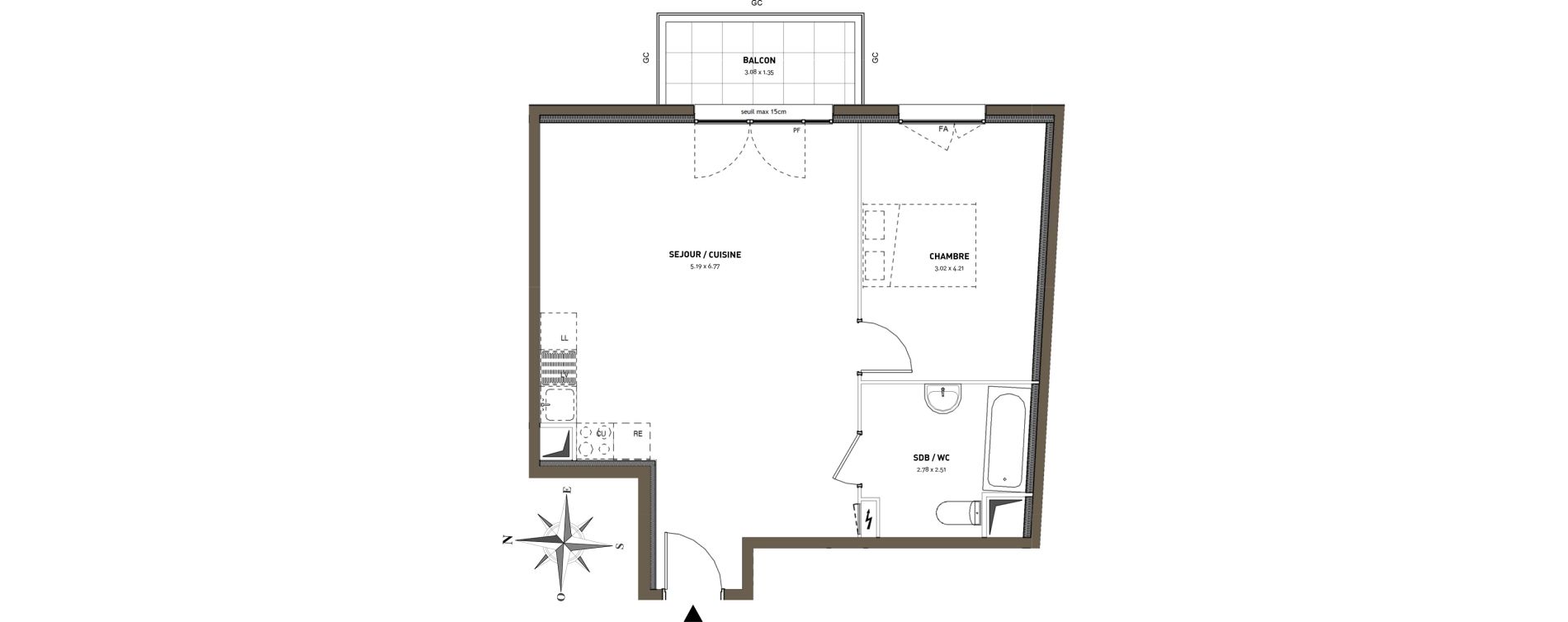 Appartement T2 de 51,92 m2 &agrave; Montigny-L&egrave;s-Cormeilles Frances - copistes