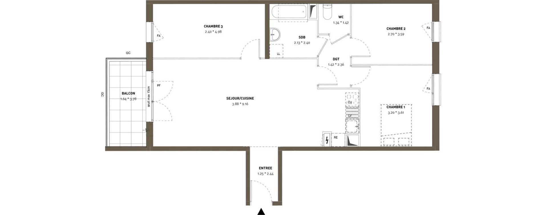 Appartement T4 de 79,25 m2 &agrave; Montigny-L&egrave;s-Cormeilles Frances - copistes