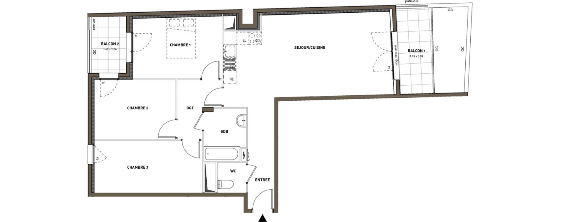 Appartement T4 de 82,09 m2 &agrave; Montigny-L&egrave;s-Cormeilles Frances - copistes