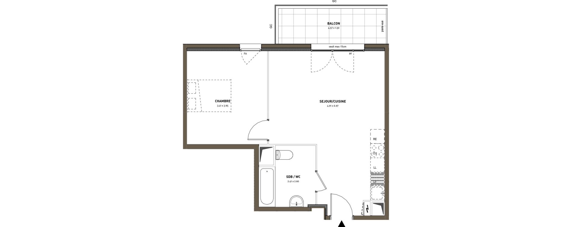 Appartement T2 de 46,33 m2 &agrave; Montigny-L&egrave;s-Cormeilles Frances - copistes