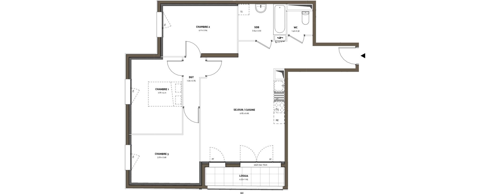 Appartement T4 de 78,11 m2 &agrave; Montigny-L&egrave;s-Cormeilles Frances - copistes