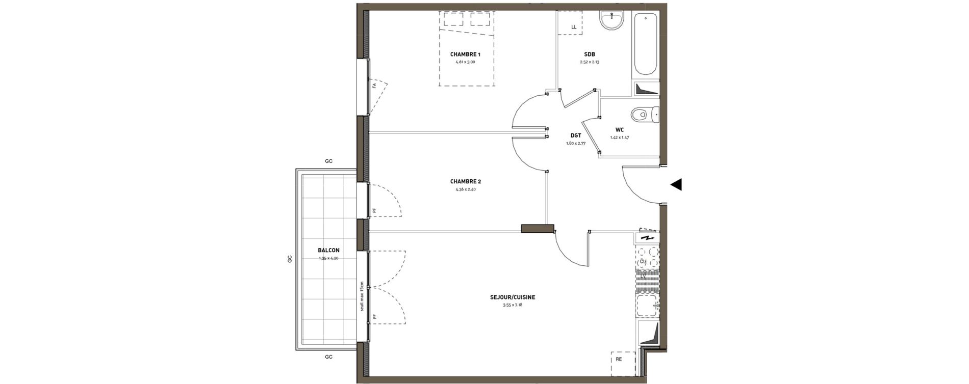 Appartement T3 de 62,40 m2 &agrave; Montigny-L&egrave;s-Cormeilles Frances - copistes