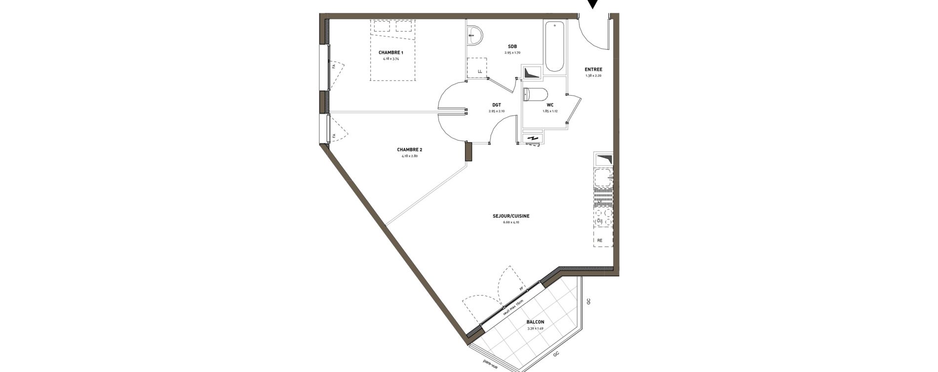 Appartement T3 de 62,57 m2 &agrave; Montigny-L&egrave;s-Cormeilles Frances - copistes