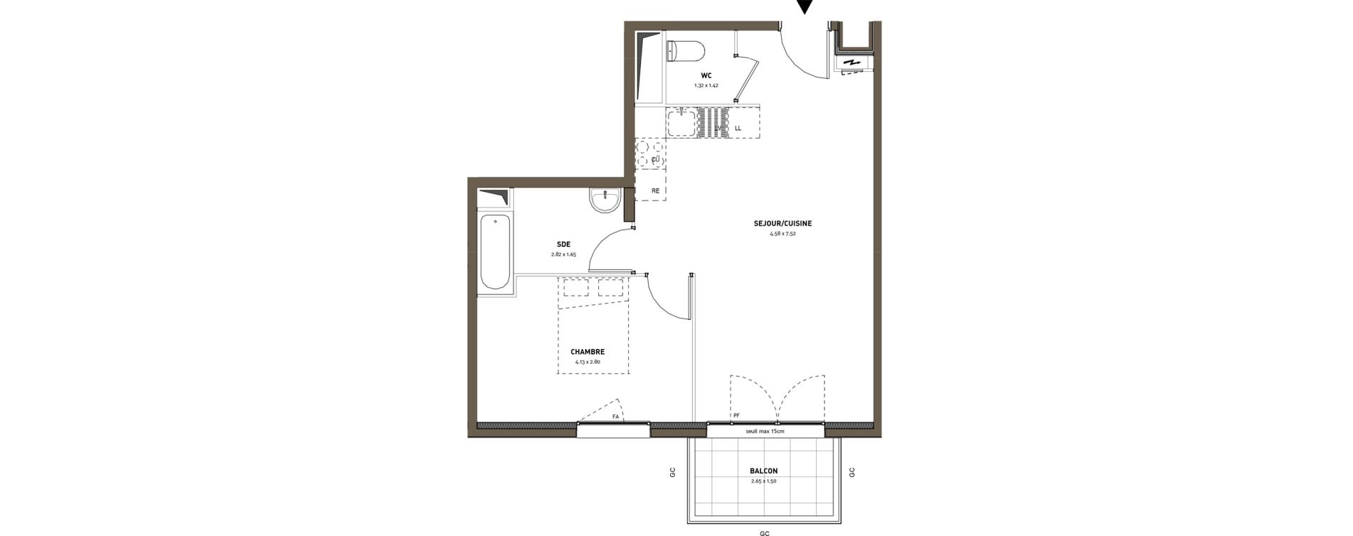 Appartement T2 de 45,53 m2 &agrave; Montigny-L&egrave;s-Cormeilles Frances - copistes