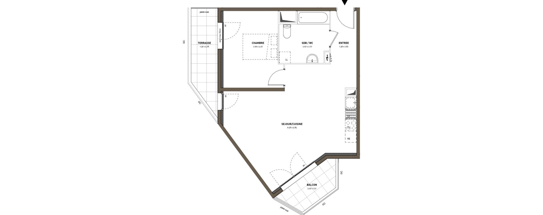 Appartement T2 de 54,58 m2 &agrave; Montigny-L&egrave;s-Cormeilles Frances - copistes