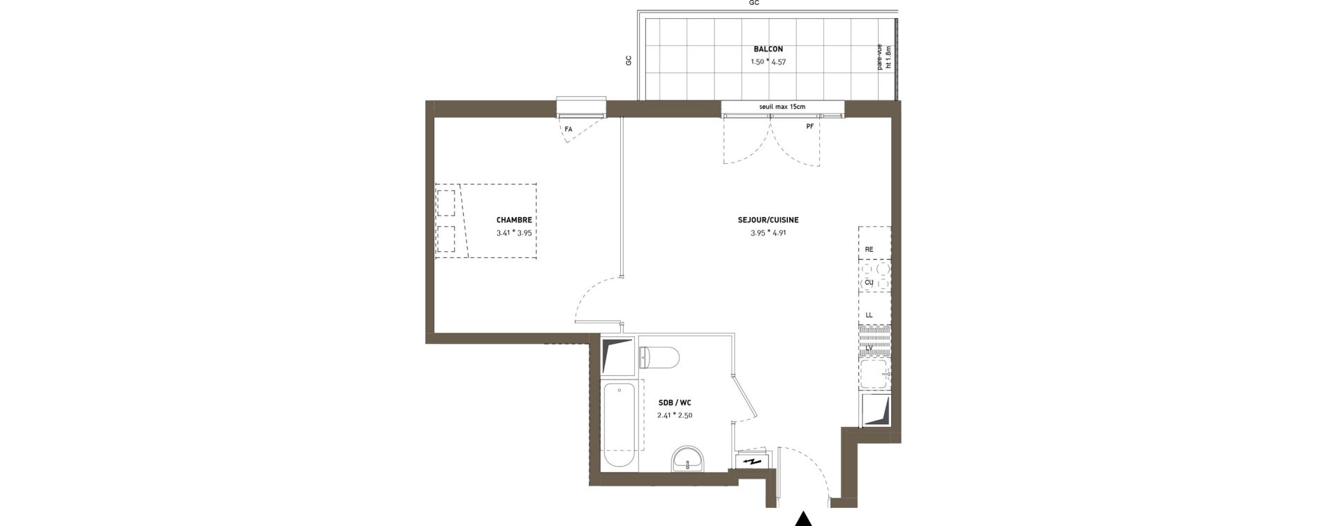 Appartement T2 de 44,78 m2 &agrave; Montigny-L&egrave;s-Cormeilles Frances - copistes