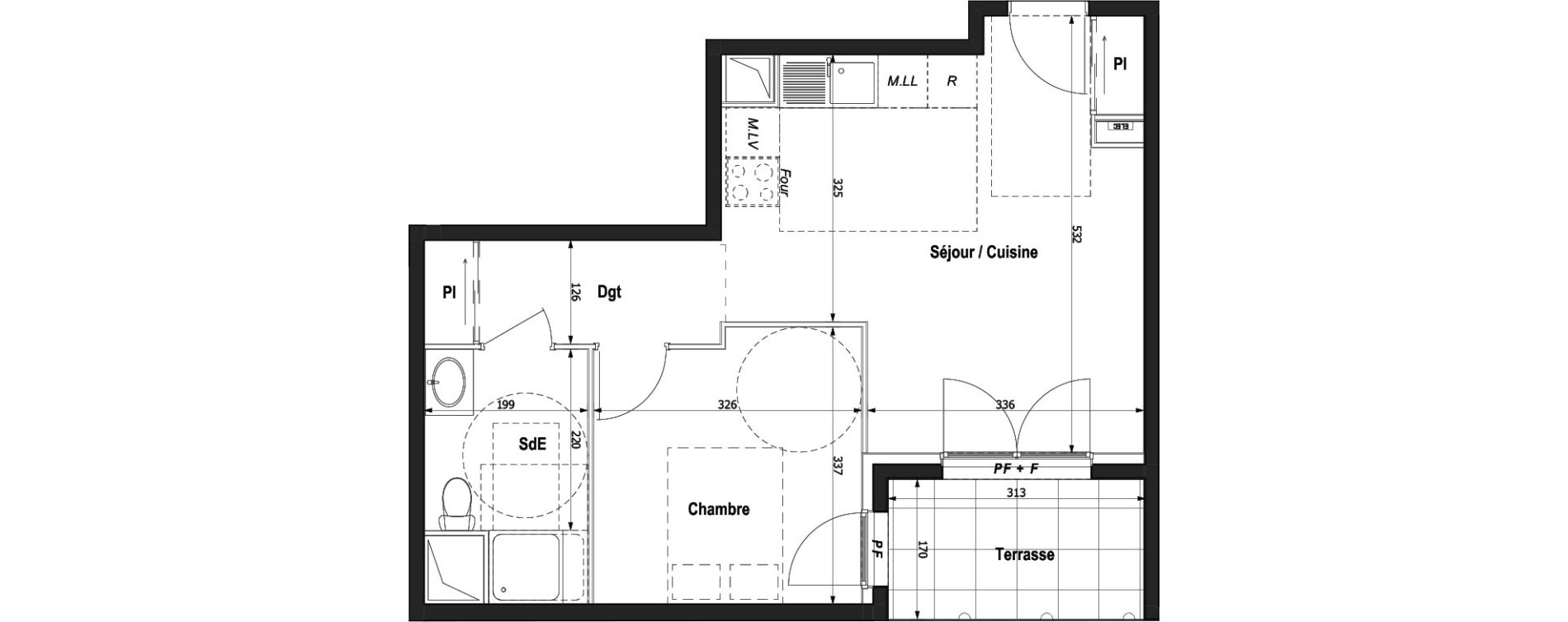 Appartement T2 de 42,38 m2 &agrave; Montlignon Centre