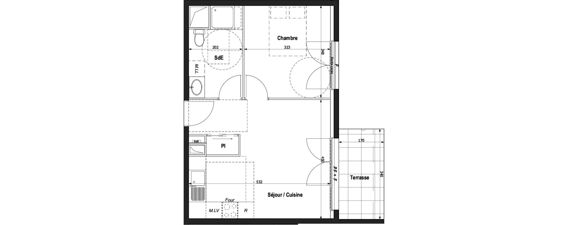 Appartement T2 de 40,69 m2 &agrave; Montlignon Centre