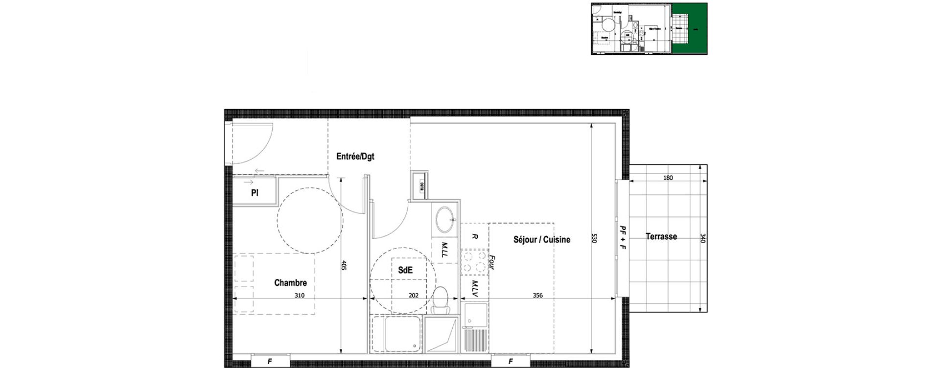 Appartement T2 de 45,14 m2 &agrave; Montlignon Centre