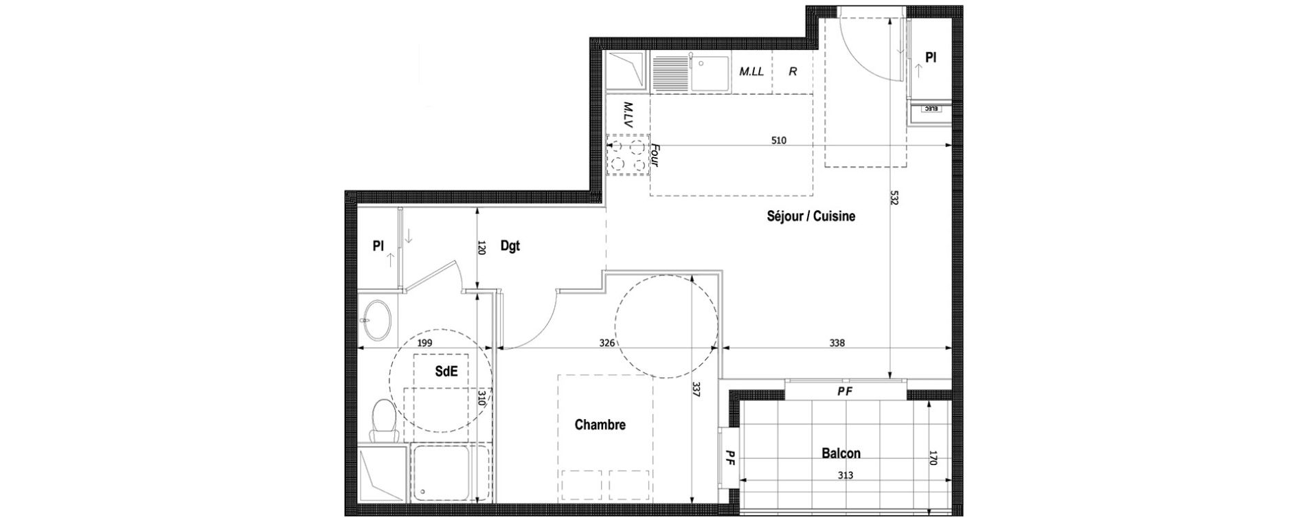 Appartement T2 de 42,38 m2 &agrave; Montlignon Centre