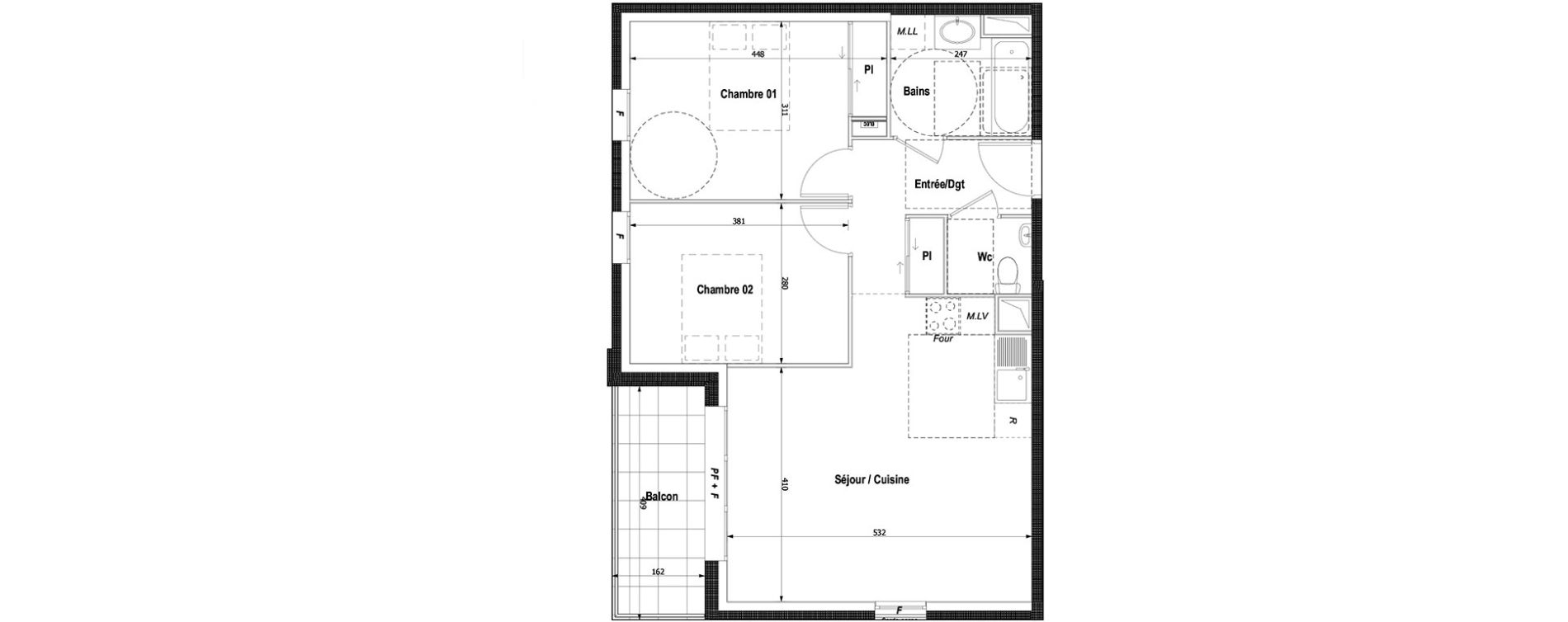 Appartement T3 de 61,72 m2 &agrave; Montlignon Centre