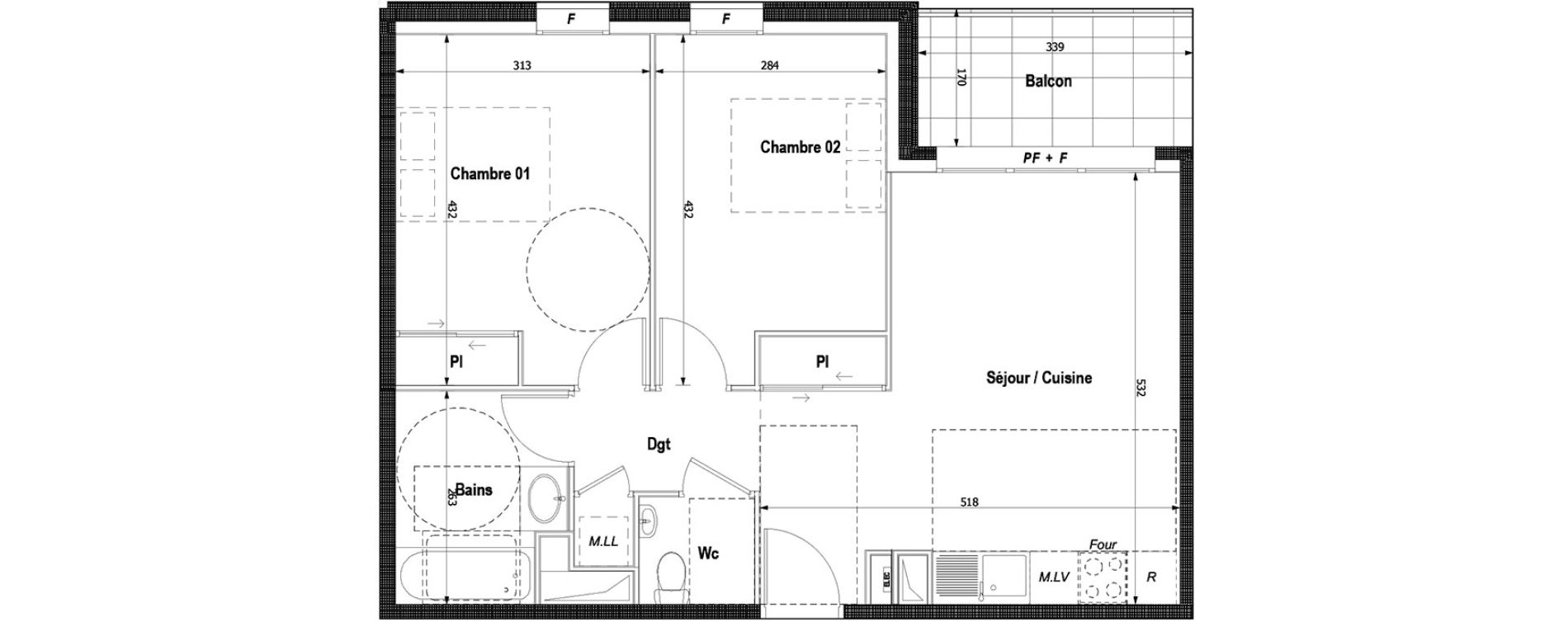 Appartement T2 de 58,58 m2 &agrave; Montlignon Centre