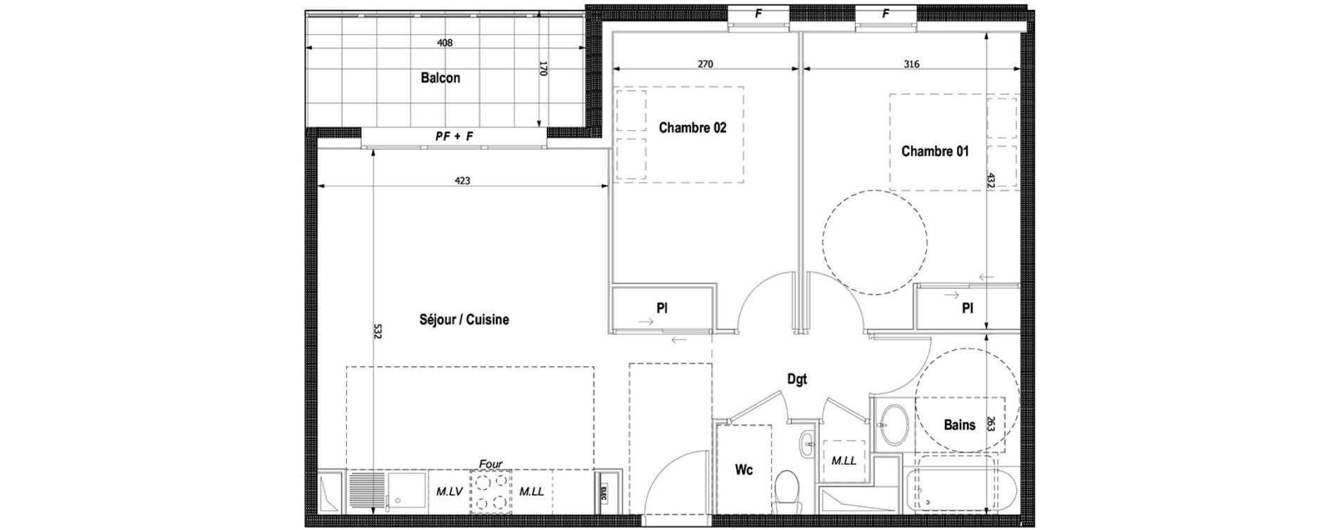 Appartement T3 de 61,39 m2 &agrave; Montlignon Centre