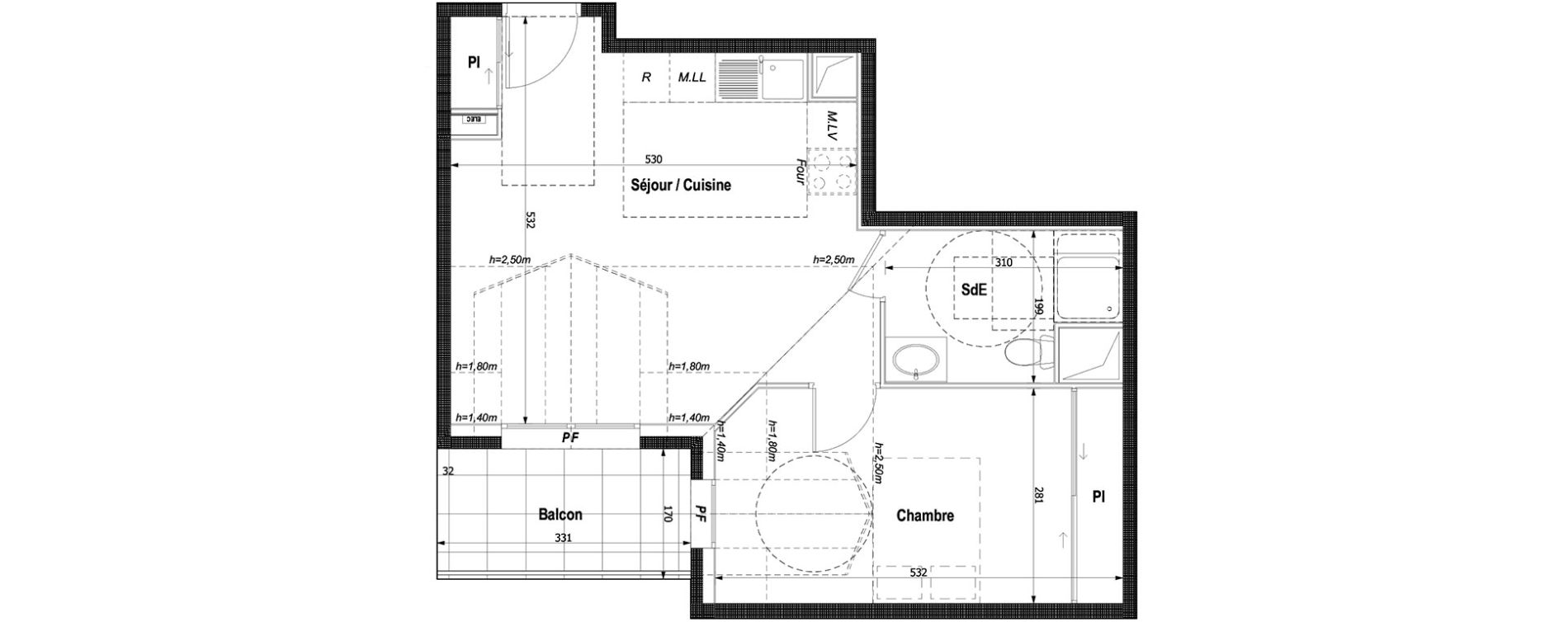 Appartement T2 de 43,19 m2 &agrave; Montlignon Centre
