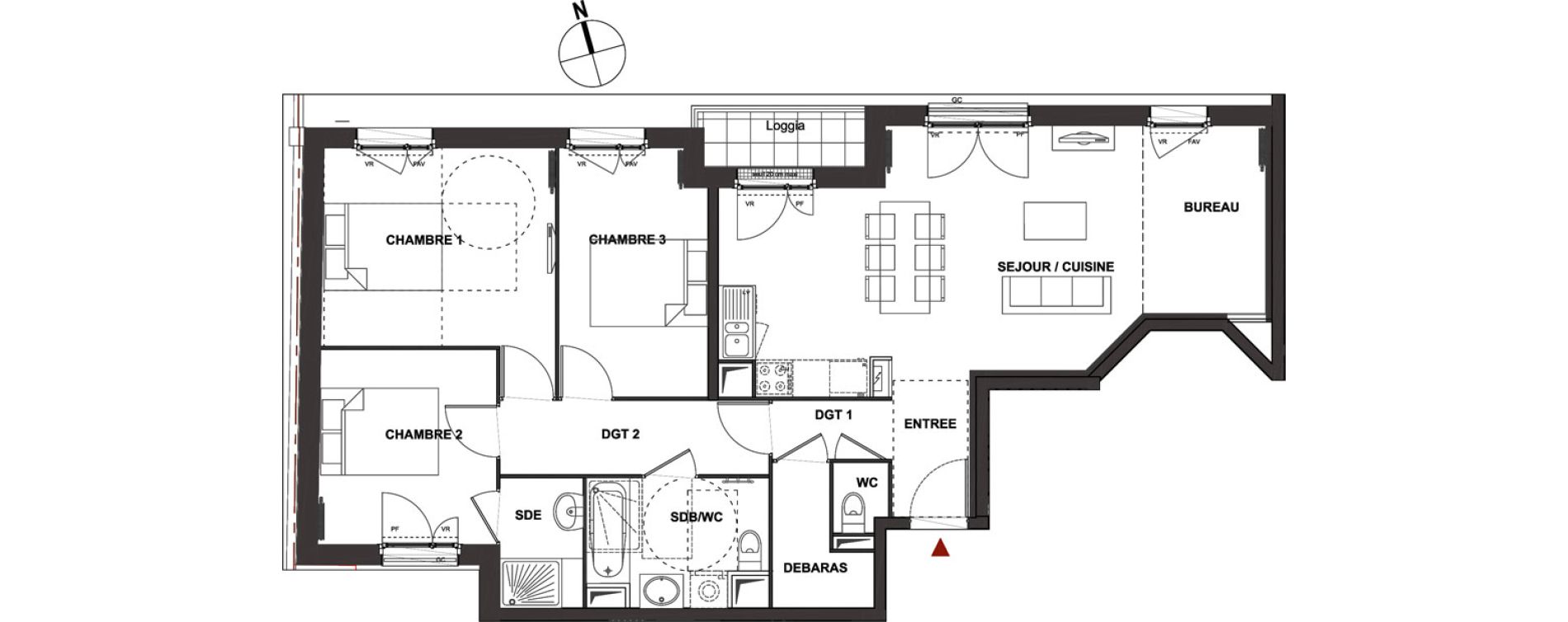 Appartement T4 de 83,94 m2 &agrave; Montmagny Centre