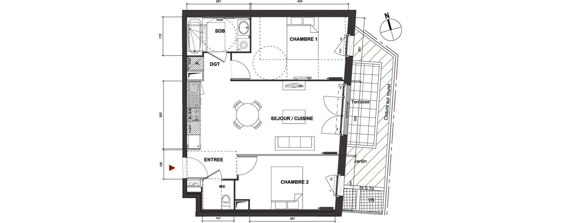 Appartement T3 de 56,63 m2 &agrave; Montmagny Centre