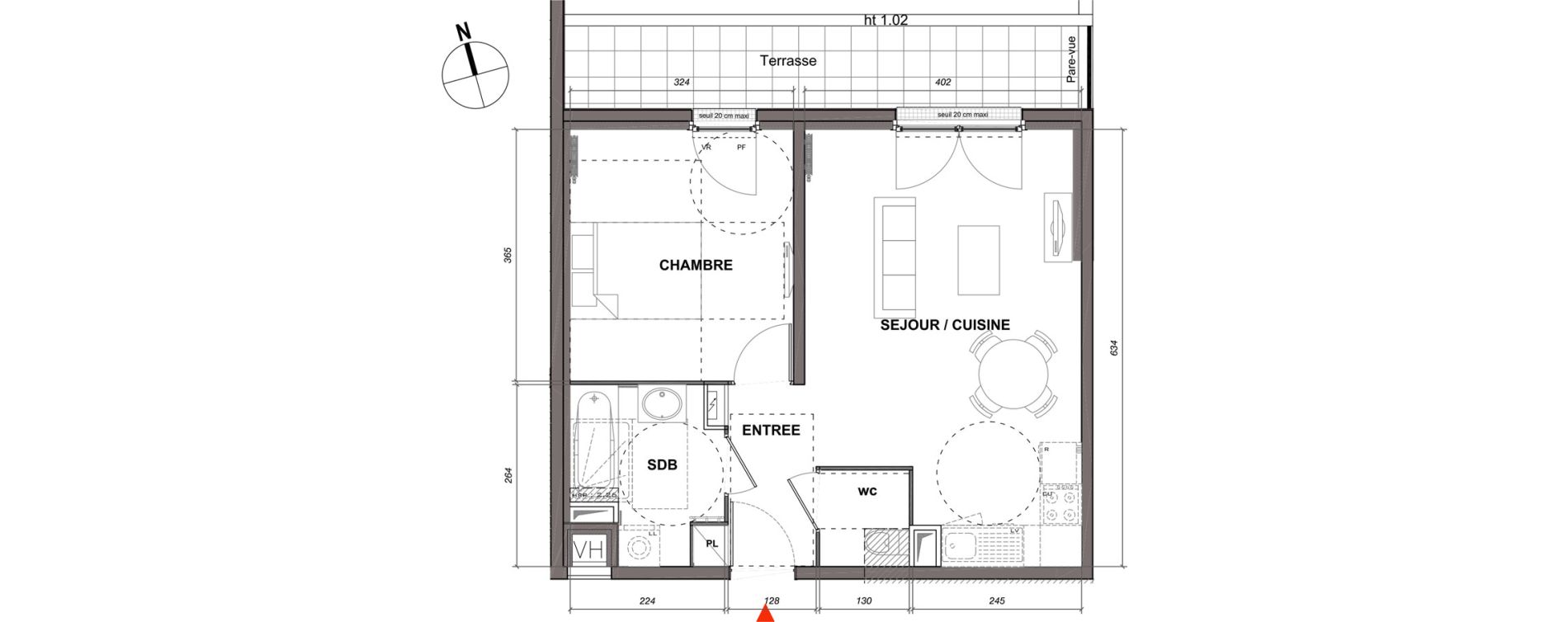 Appartement T2 de 44,55 m2 &agrave; Montmagny Centre