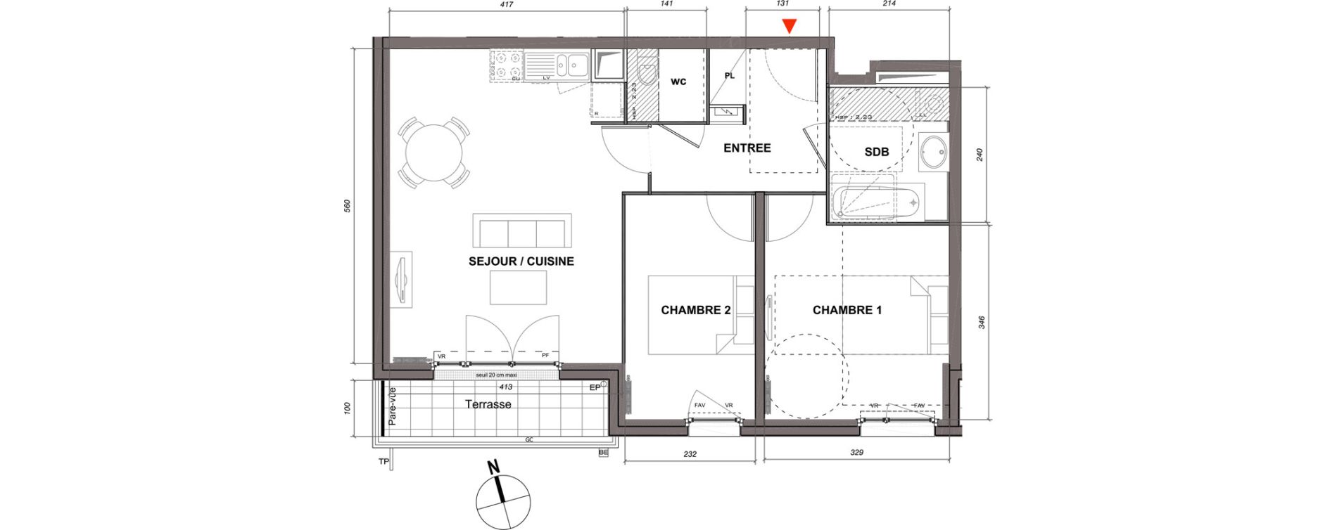 Appartement T3 de 57,81 m2 &agrave; Montmagny Centre