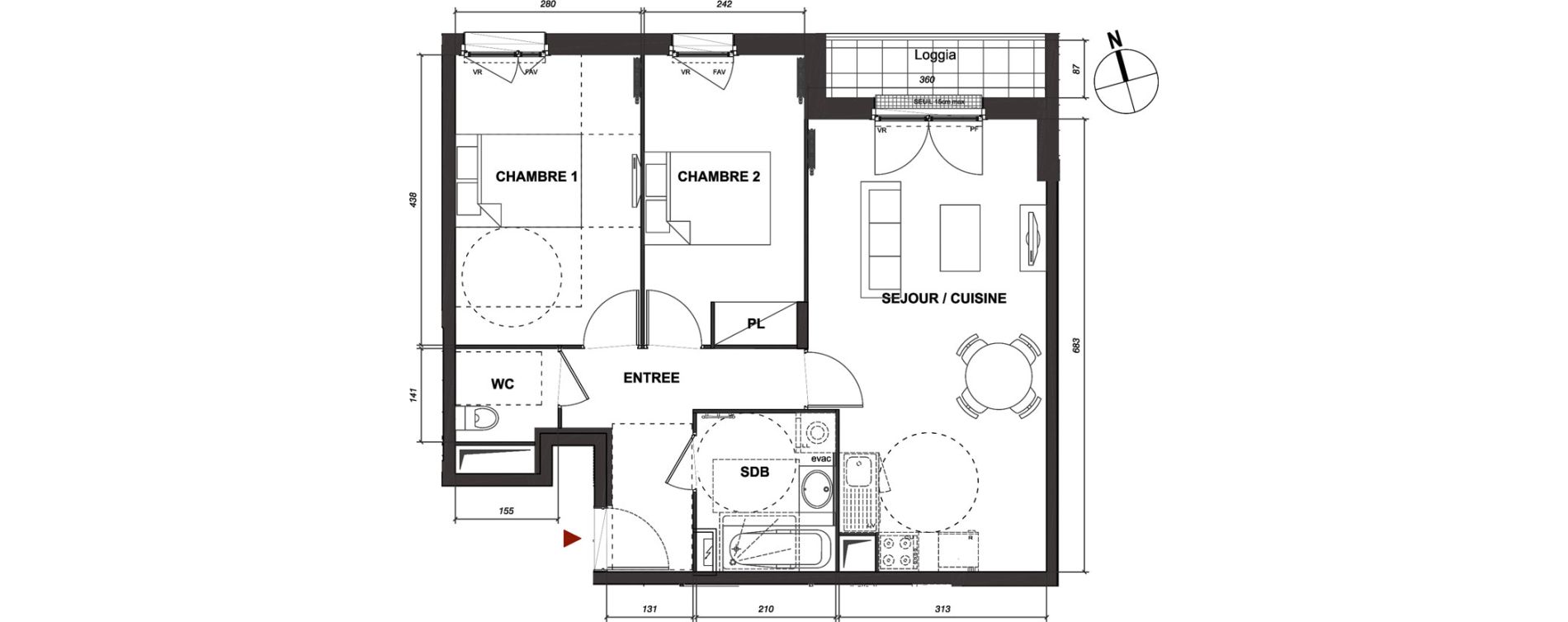 Appartement T3 de 59,31 m2 &agrave; Montmagny Centre