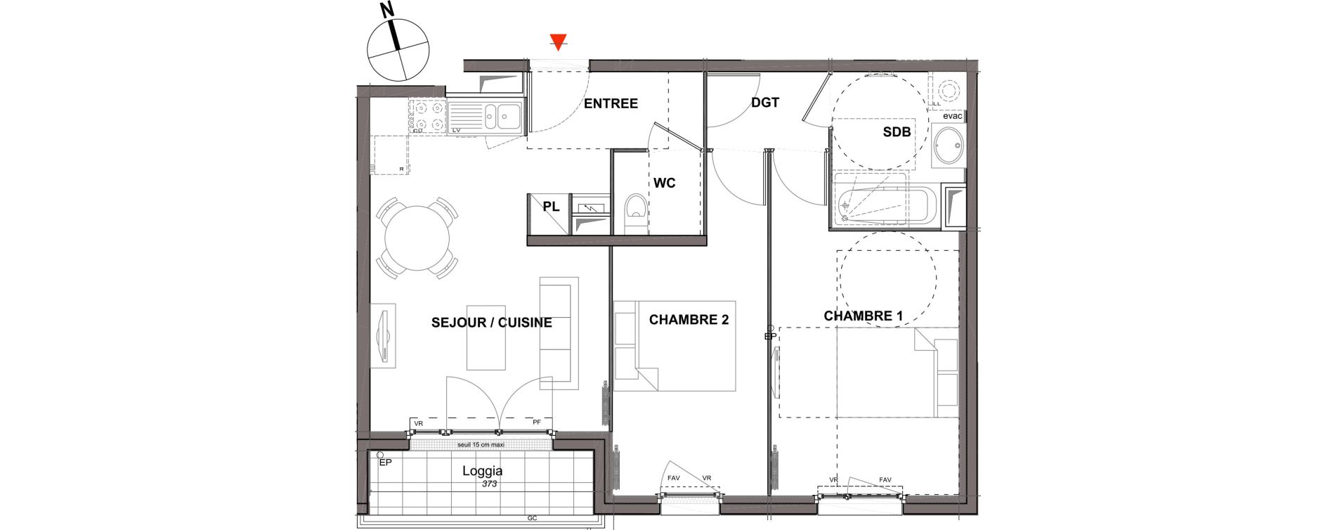 Appartement T3 de 53,93 m2 à Montmagny Centre