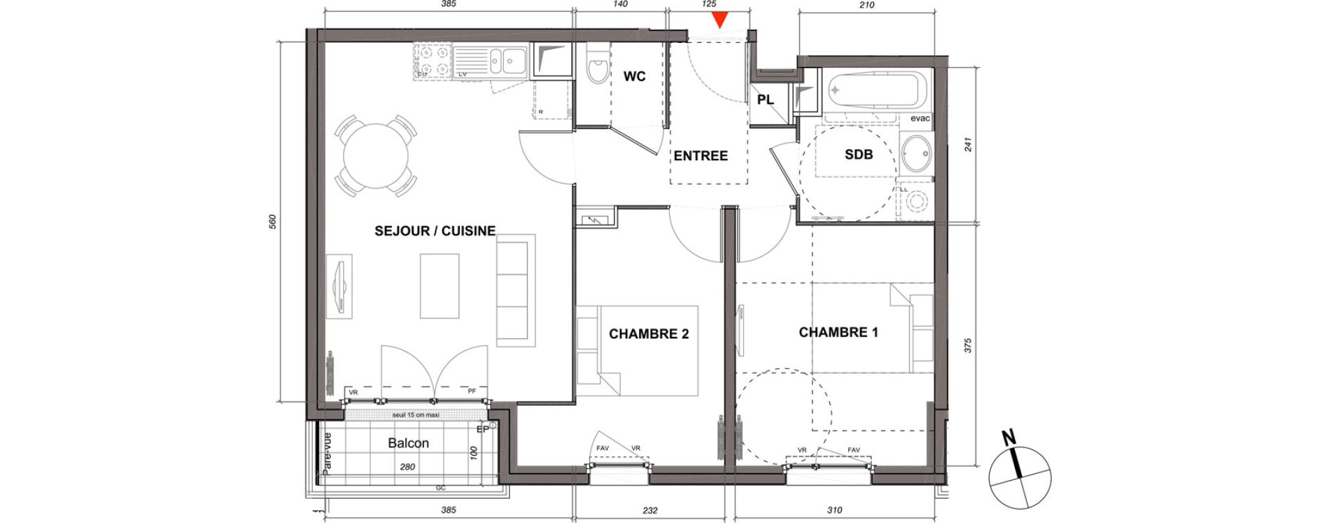 Appartement T3 de 55,62 m2 &agrave; Montmagny Centre