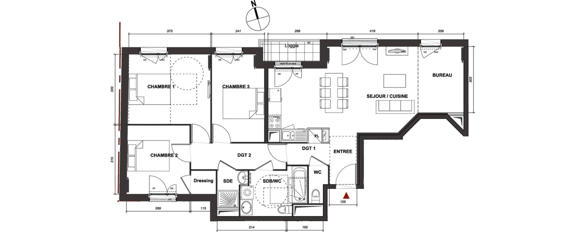 Appartement T4 de 82,69 m2 &agrave; Montmagny Centre