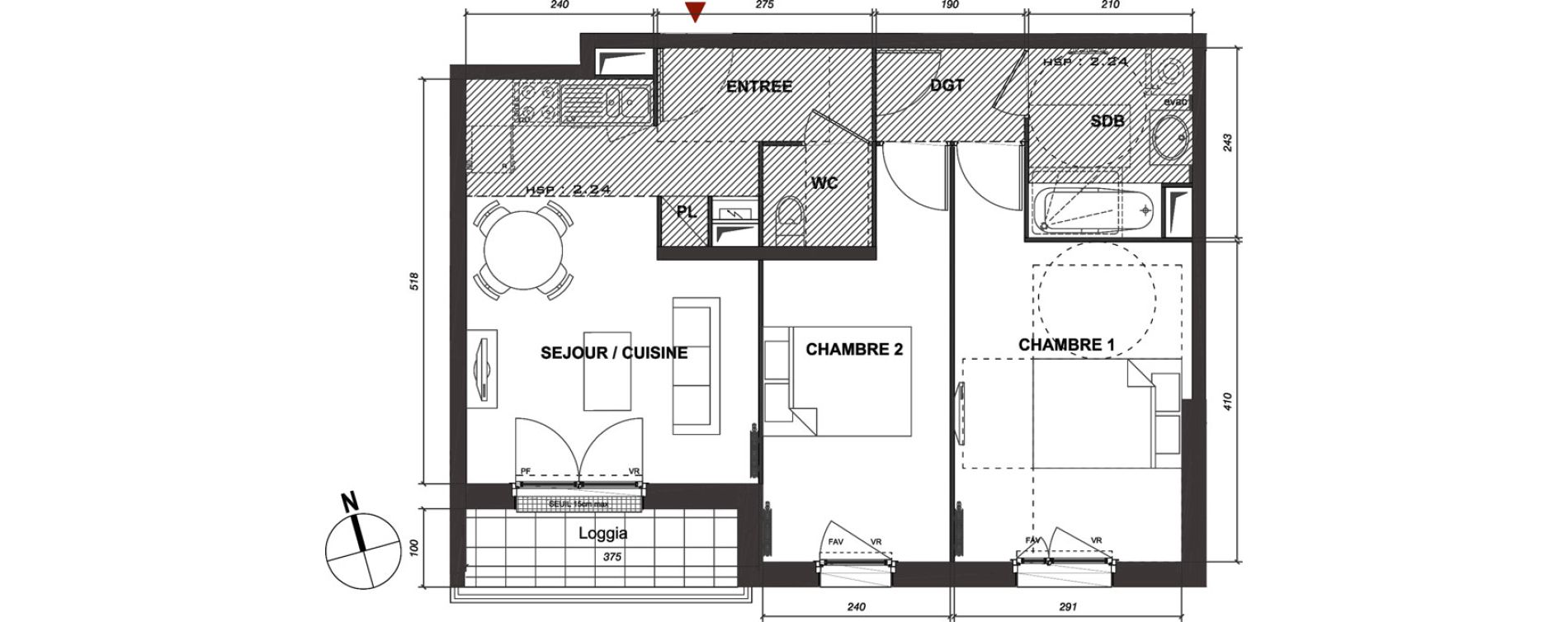 Appartement T3 de 53,92 m2 &agrave; Montmagny Centre