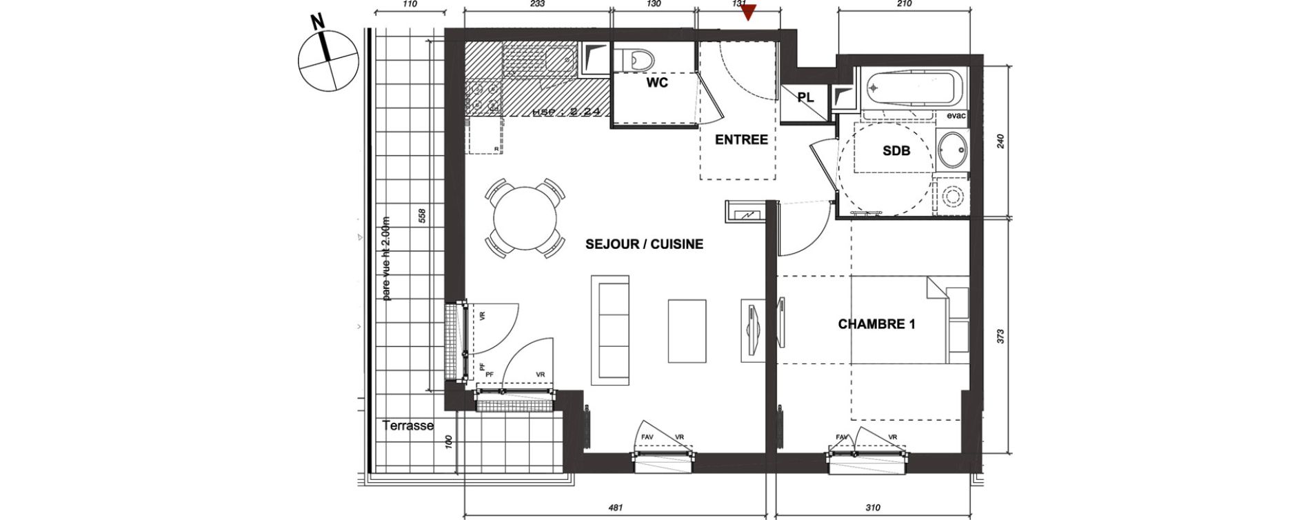 Appartement T2 de 47,81 m2 &agrave; Montmagny Centre