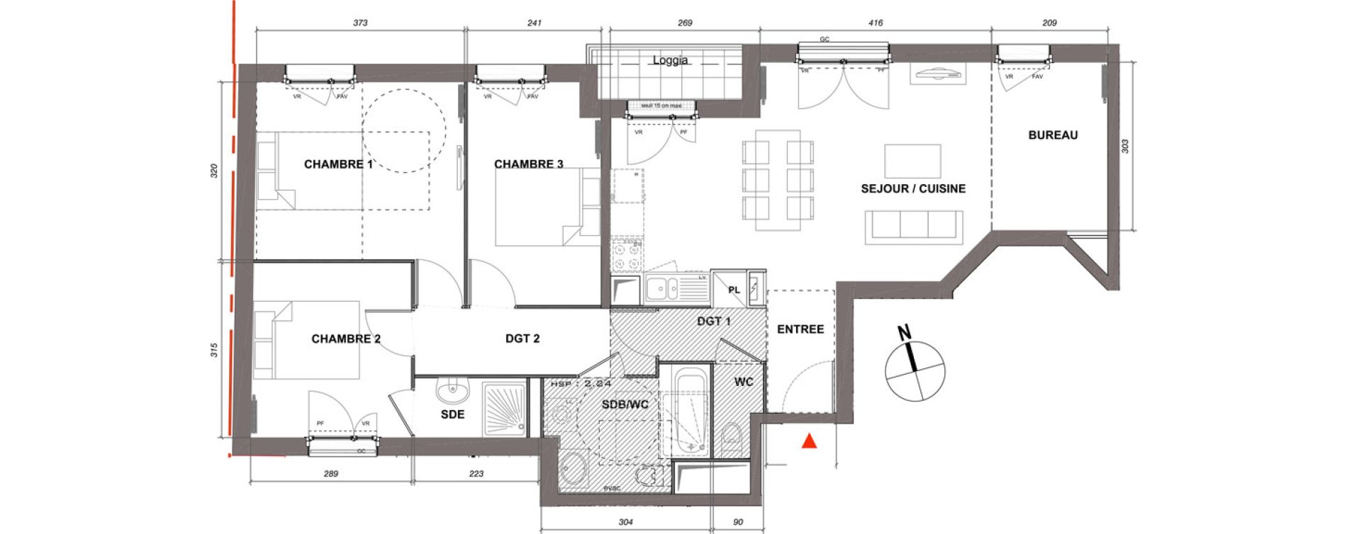Appartement T4 de 81,46 m2 &agrave; Montmagny Centre