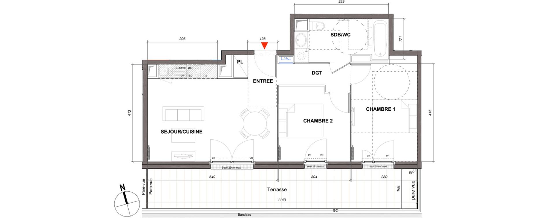 Appartement T3 de 53,80 m2 à Montmagny Centre