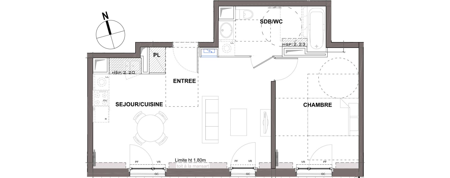 Appartement T2 de 46,37 m2 &agrave; Montmagny Centre