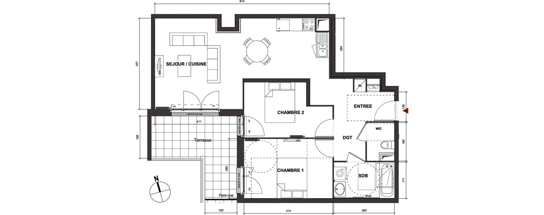 Appartement T3 de 64,60 m2 &agrave; Montmagny Centre