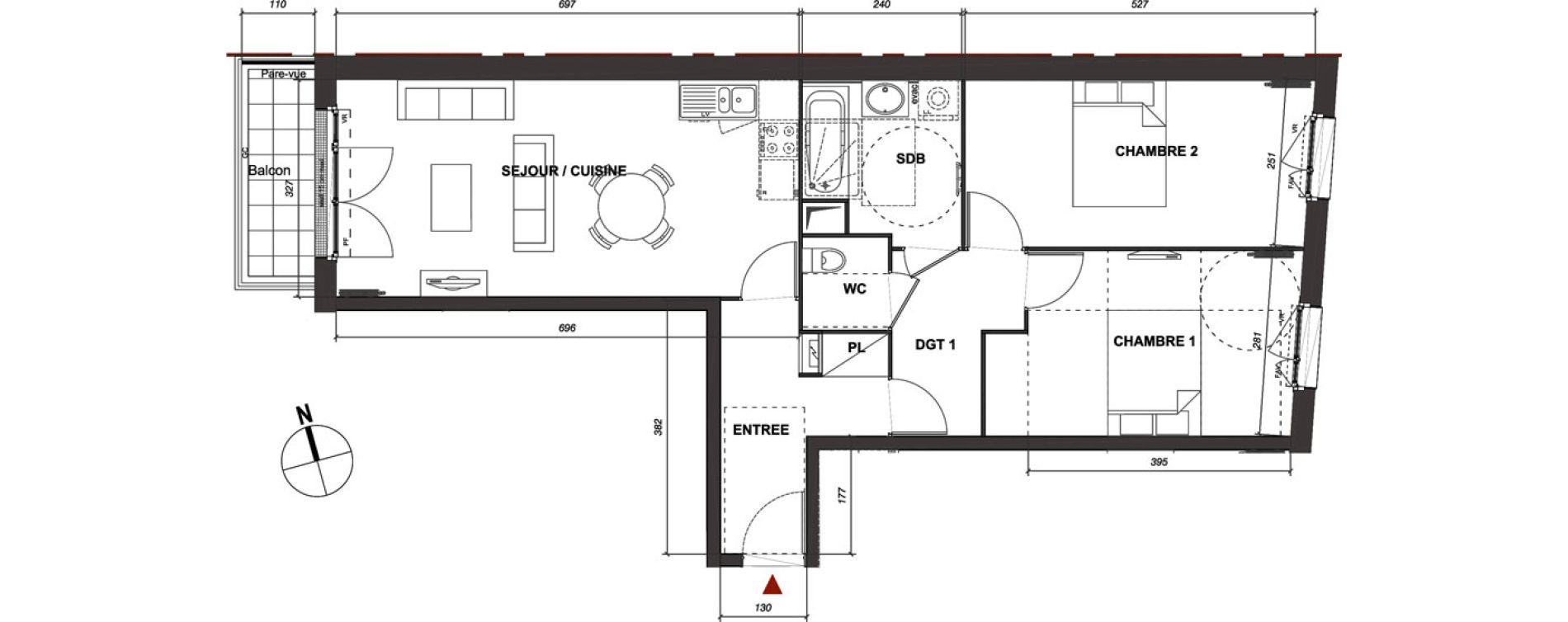 Appartement T3 de 66,45 m2 &agrave; Montmagny Centre