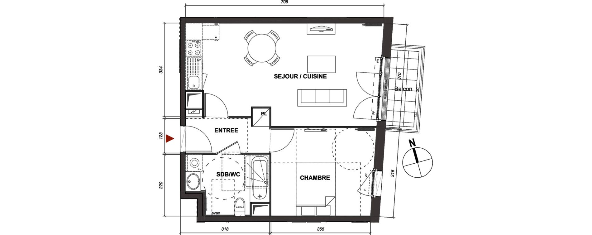 Appartement T2 de 44,86 m2 &agrave; Montmagny Centre