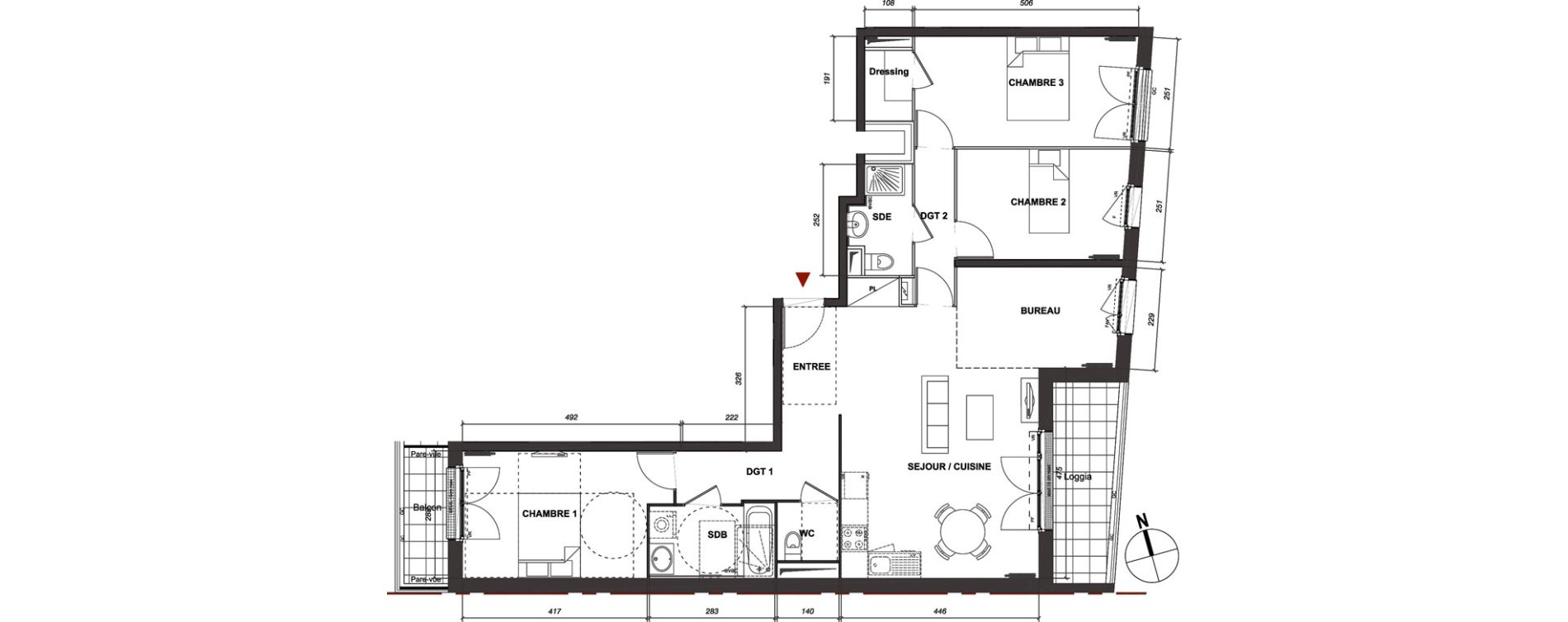 Appartement T4 de 91,87 m2 &agrave; Montmagny Centre