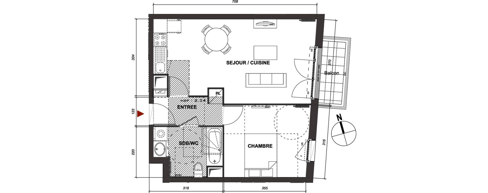Appartement T2 de 44,90 m2 &agrave; Montmagny Centre