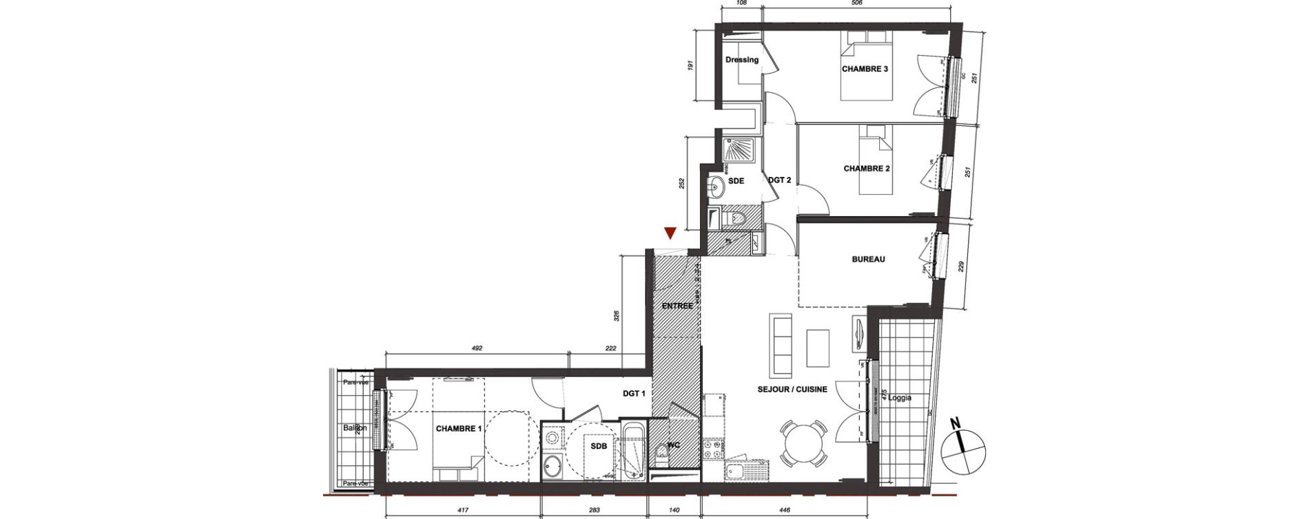 Appartement T4 de 91,87 m2 &agrave; Montmagny Centre