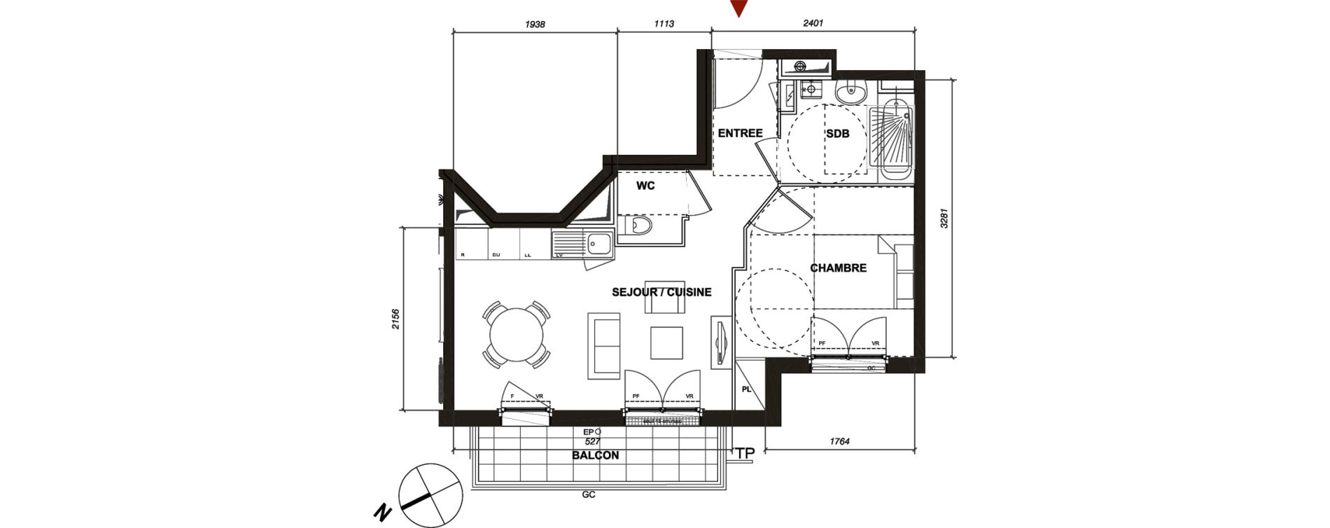 Appartement T2 de 39,49 m2 &agrave; Montmagny Centre