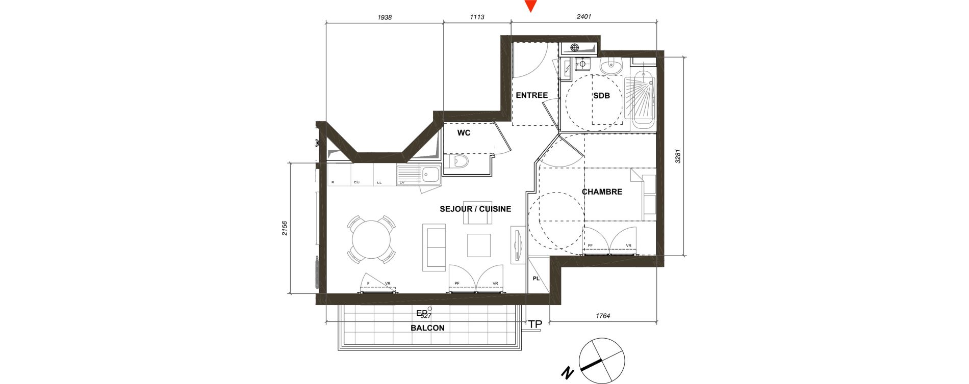 Appartement T2 de 39,49 m2 &agrave; Montmagny Centre