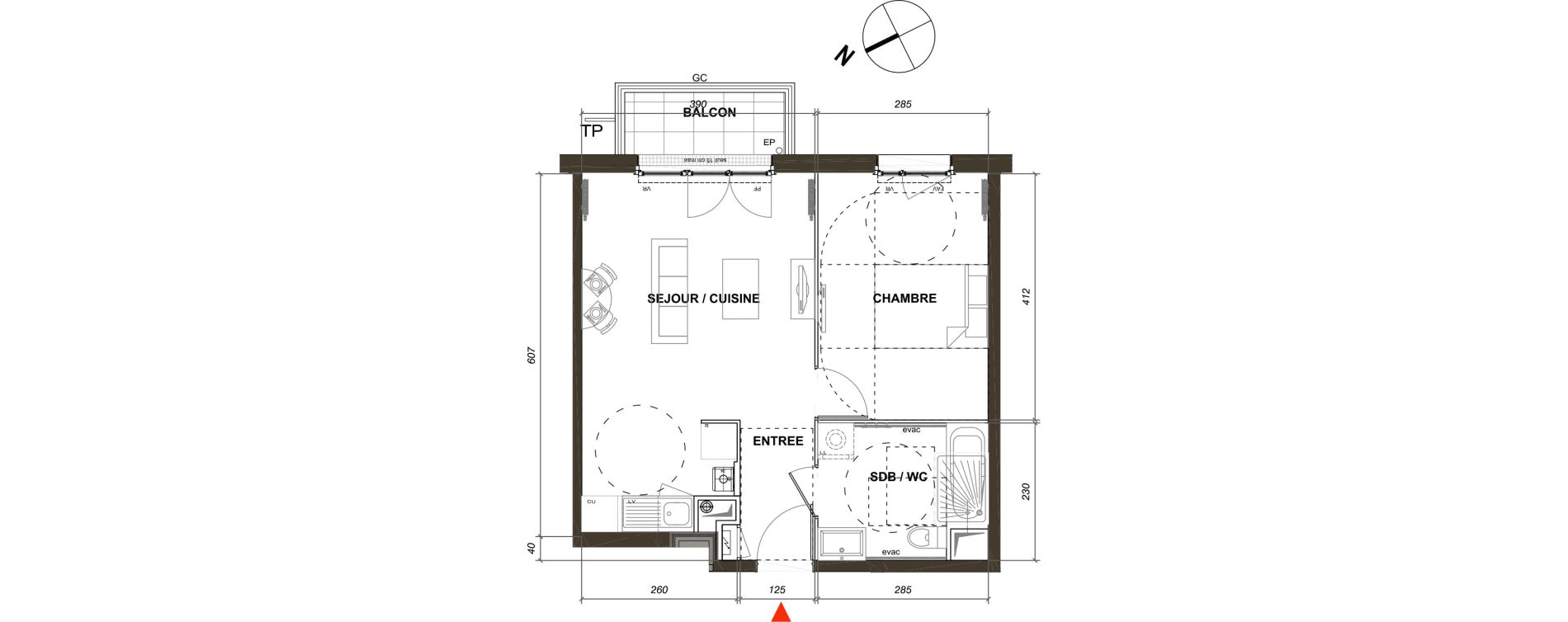 Appartement T2 de 41,43 m2 &agrave; Montmagny Centre