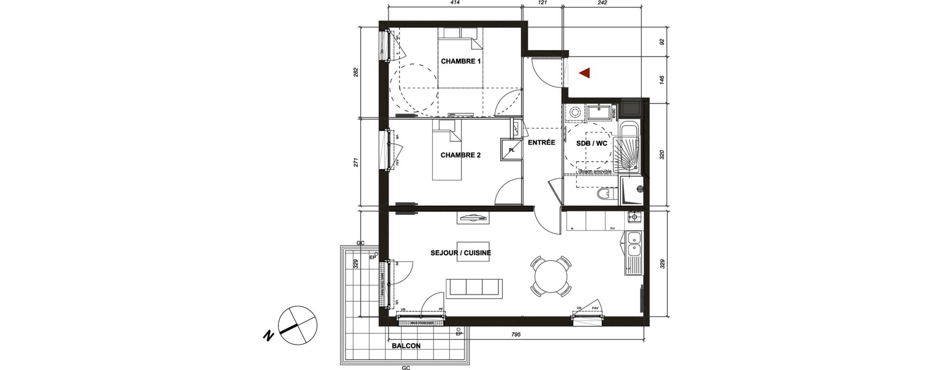 Appartement T3 de 61,06 m2 &agrave; Montmagny Centre