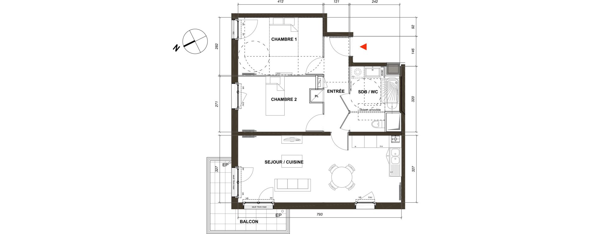 Appartement T3 de 60,74 m2 &agrave; Montmagny Centre