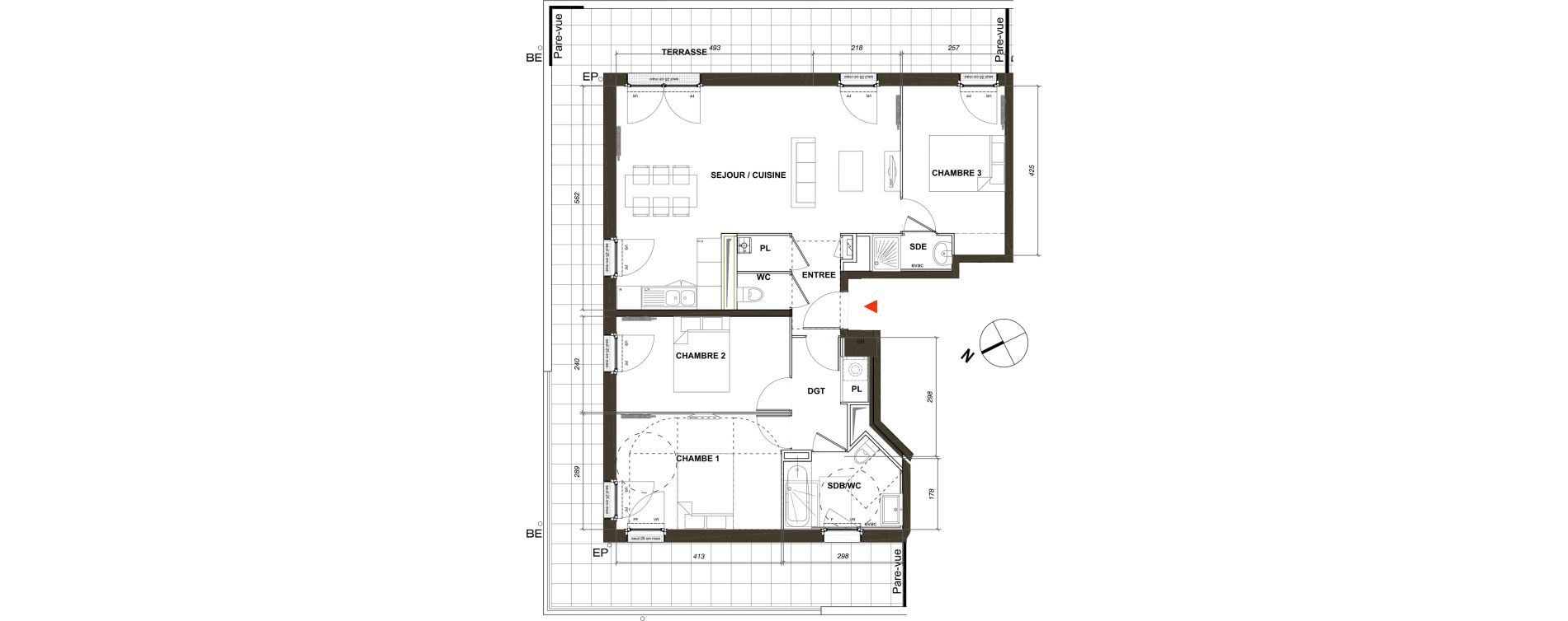 Appartement T4 de 81,62 m2 &agrave; Montmagny Centre