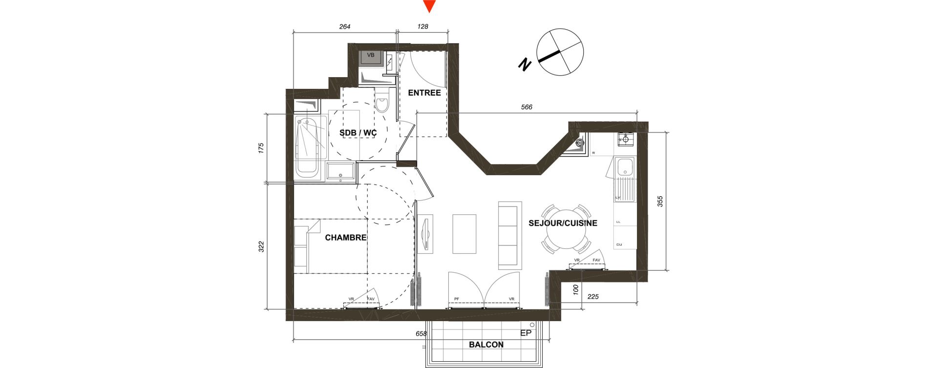 Appartement T2 de 39,58 m2 &agrave; Montmagny Centre